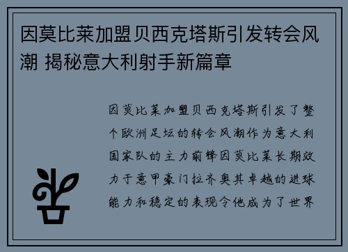 因莫比莱加盟贝西克塔斯引发转会风潮 揭秘意大利射手新篇章